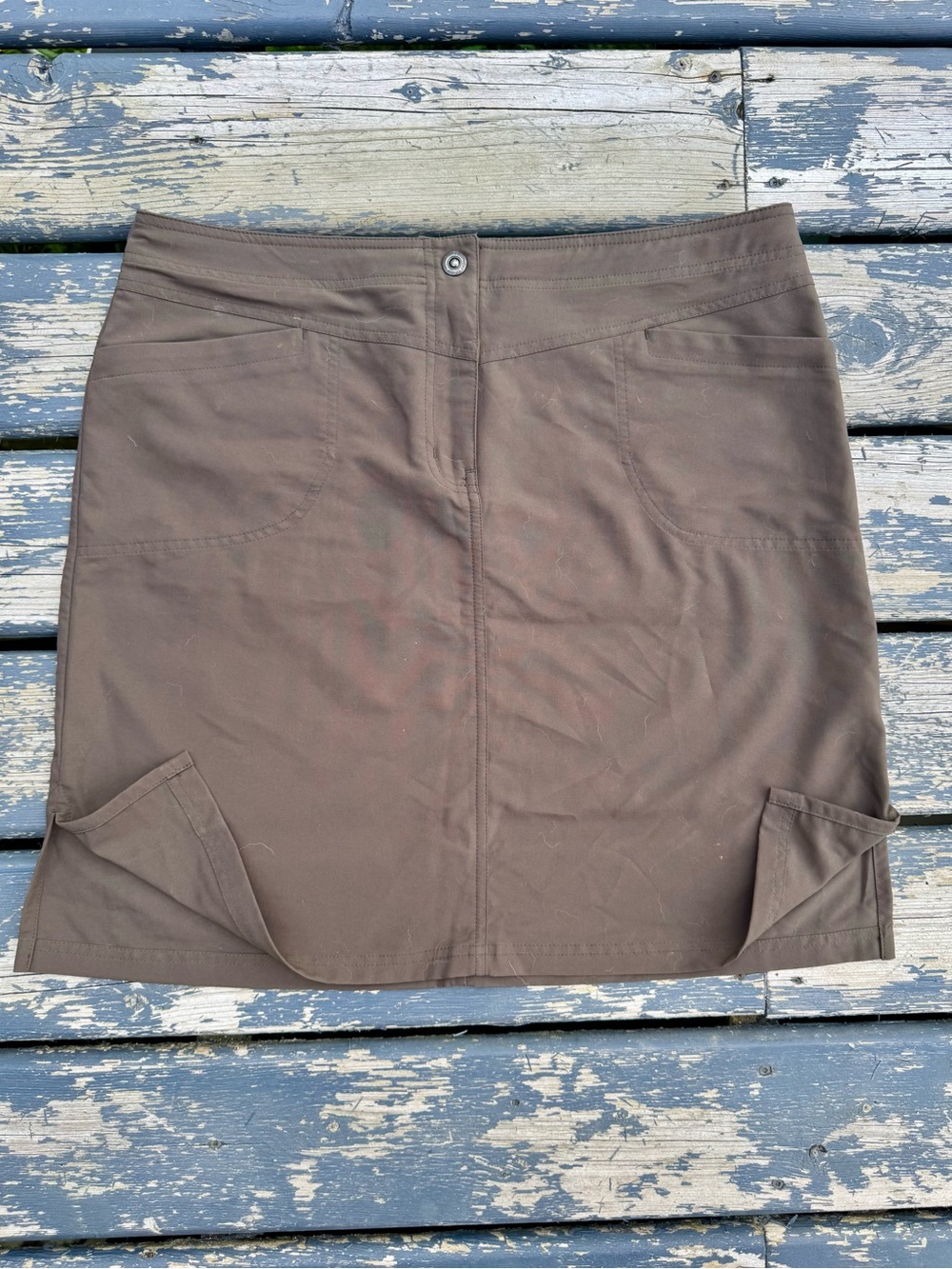 MEC Brown Mini Skirt with Front Slits and Pockets